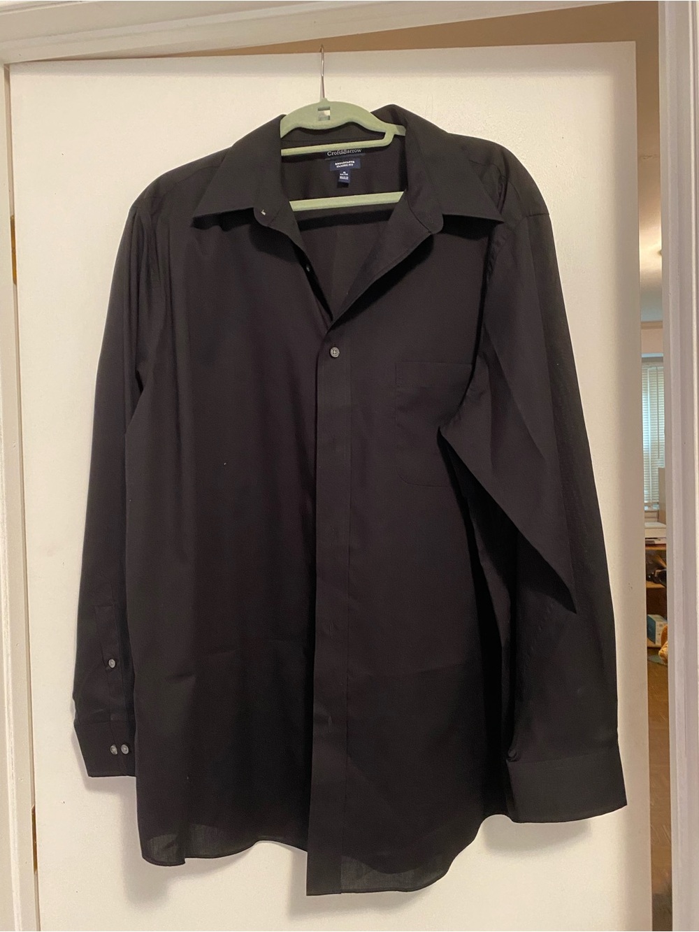 Croft & Barrow Black Broadcloth Classic Fit Dress Shirt, NWOT, SIZE 18 34/35